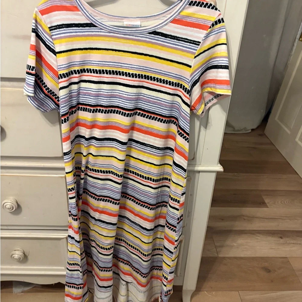 LuLaRoe Carly Multicolor Striped dress - Picture 1 of 4